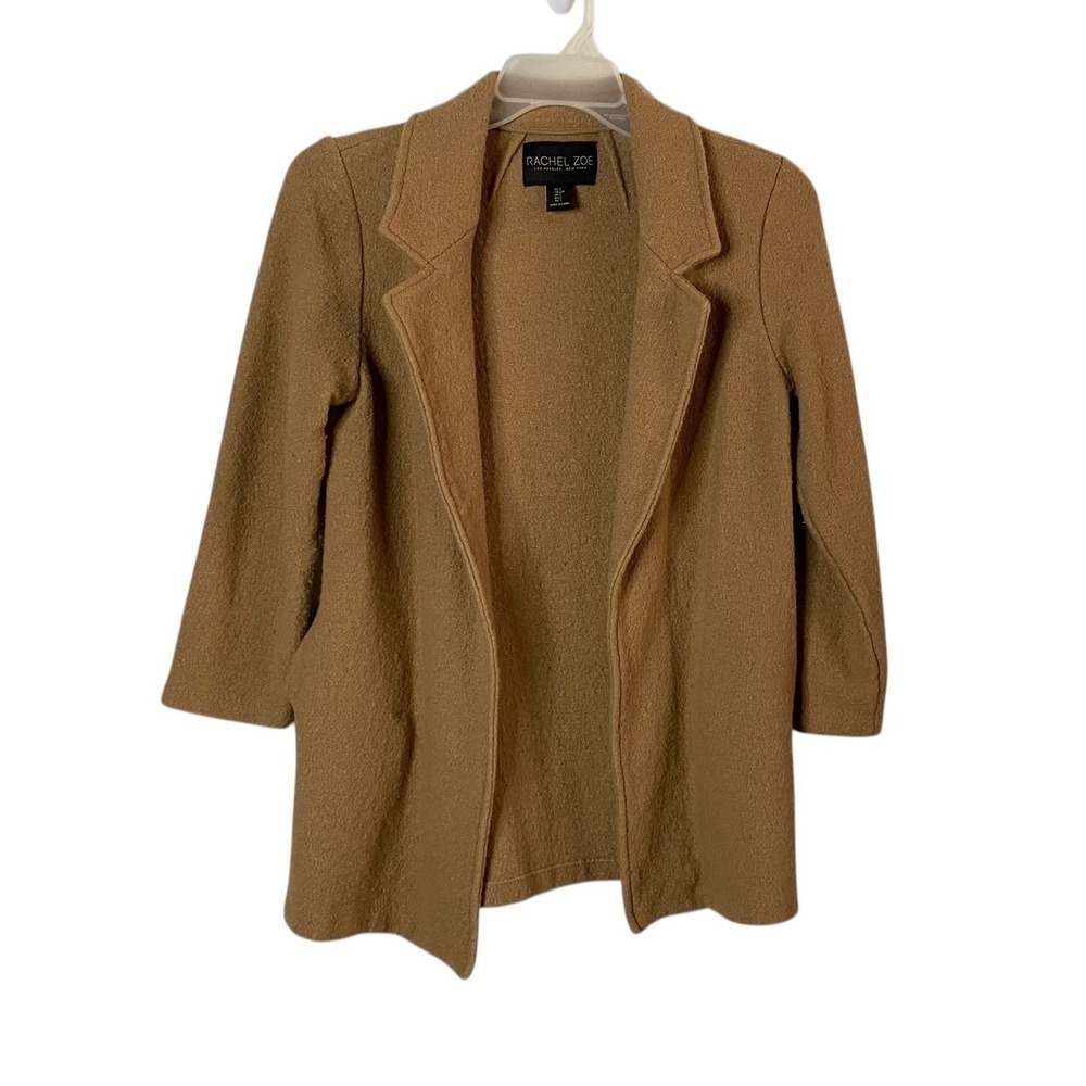 Rachel Zoe Women's Boiled Wool Open Front Coat Jacket Size Small Brown